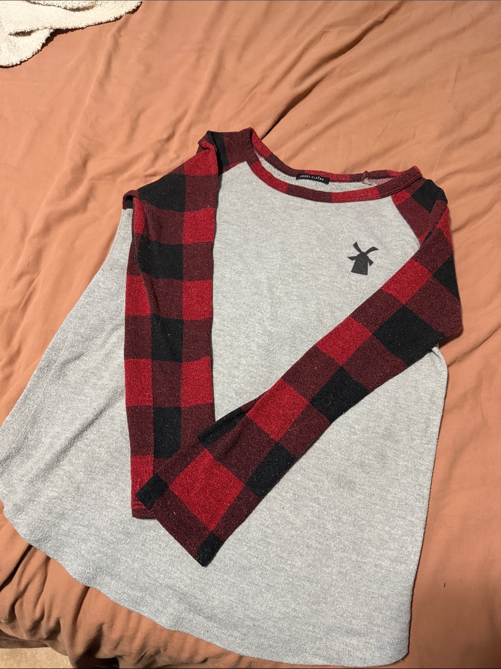 Grey & Red Plaid Raglan Dutch Bros Women’s Long Sleeve Top